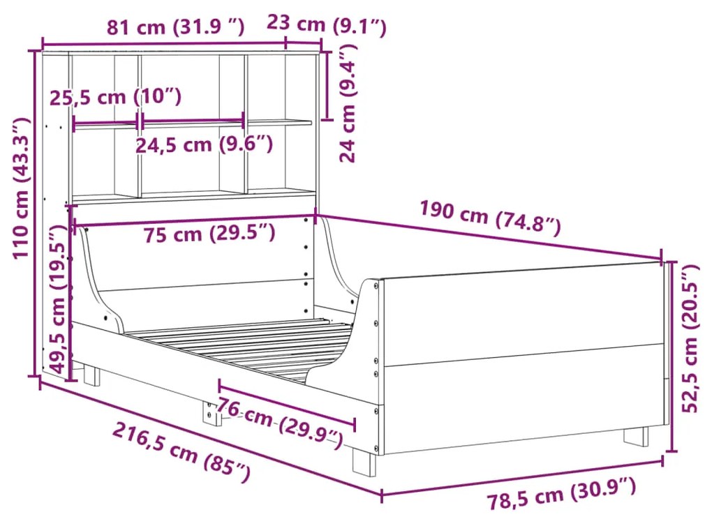 ΚΡΕΒΑΤΙ ΒΙΒΛΙΟΘΗΚΗ ΧΩΡΙΣ ΣΤΡΩΜΑ 75X190 ΕΚ ΜΑΣΙΦ ΠΕΥΚΟ 3323830