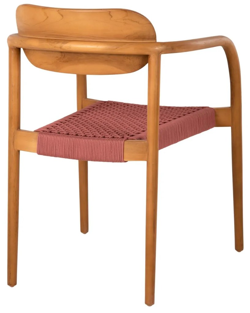Πολυθρόνα OSLO Ξύλο Teak Φυσικό και Σχοινί Ρόζ 55x54x80Yεκ. 55x54x80 εκ.
