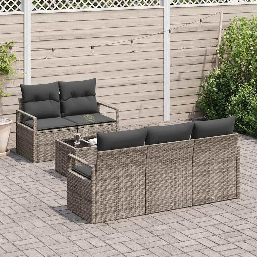 vidaXL Σετ Καναπέ Κήπου 6 pcs Γκρι 55 x 55 x 37 εκ συνθετικό ρατάν