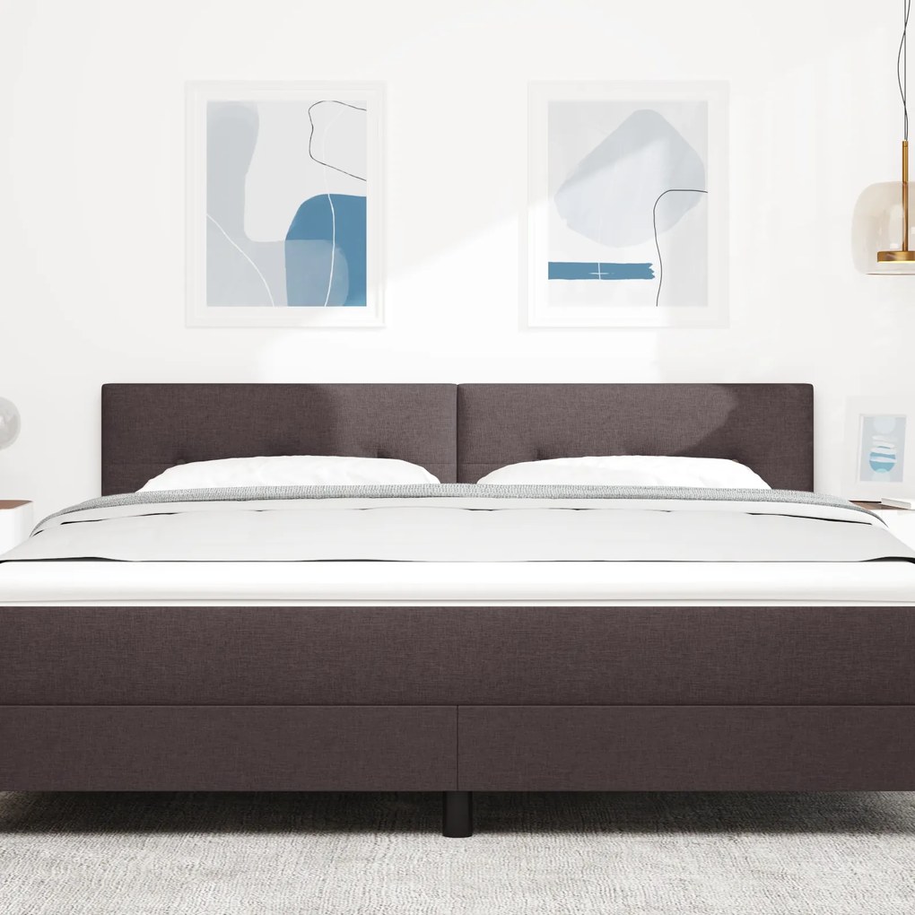 vidaXL LED Κεφαλάρι με Κουμπιά Σαλονιού Καφέ 90 εκ Υφασμάτινο