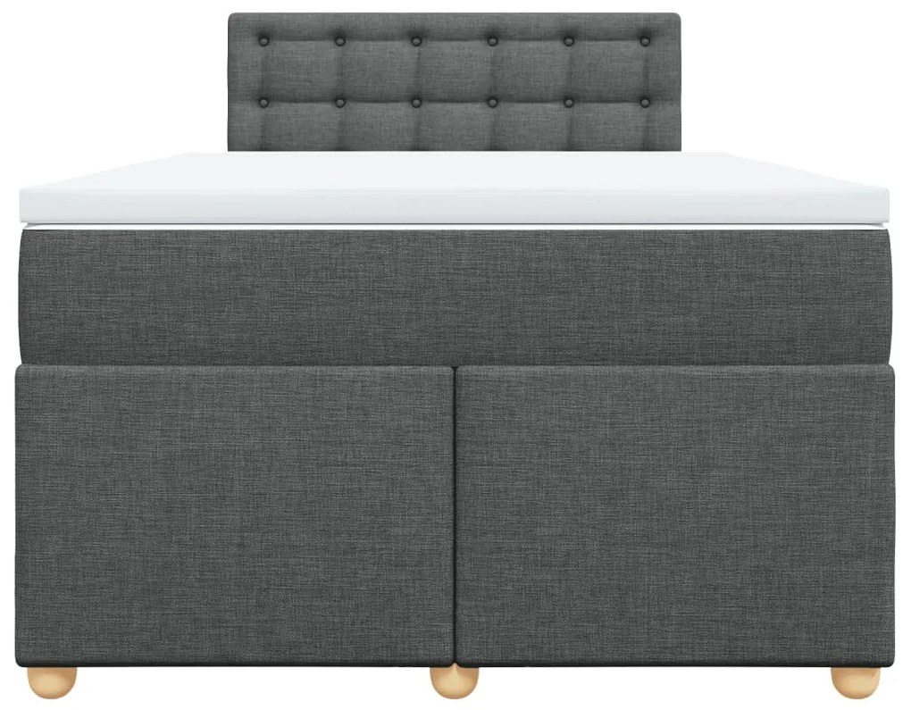 Κρεβάτι Boxspring με Στρώμα Σκούρο Γκρι 120x200 εκ. Υφασμάτινο - Γκρι