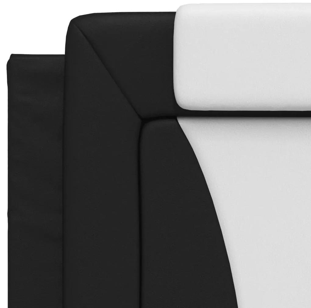 Πλαίσιο Κρεβατιού με LED Μαύρο/Λευκό 90x190 εκ. Συνθ. Δέρμα - Μαύρο