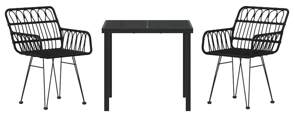 vidaXL Σέτ φαγητού για κήπο 3 pcs Μαύρο Χάλυβας με επίστρωση πούδρας