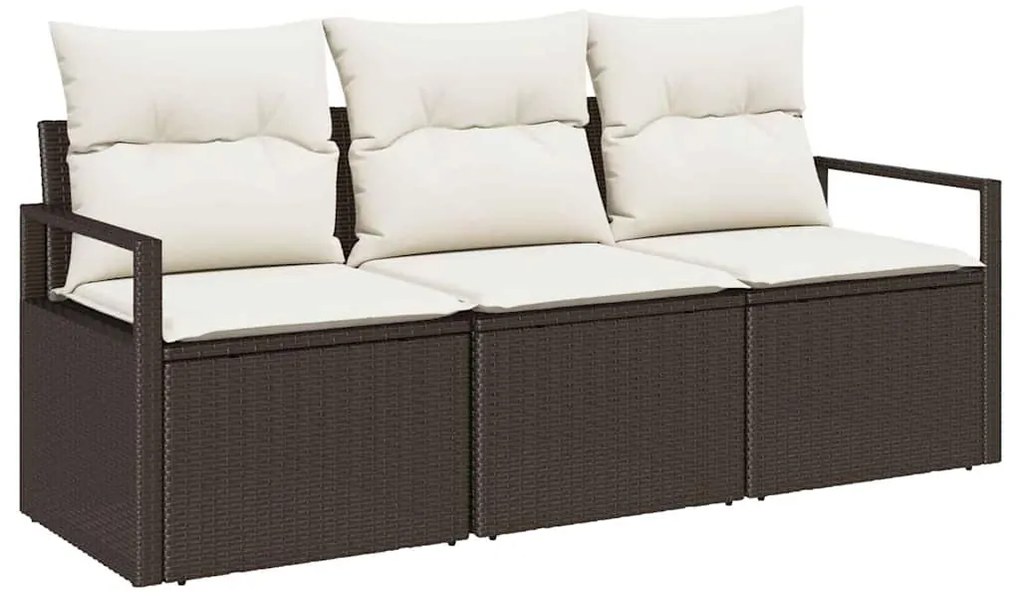 vidaXL Σετ Καναπέ Κήπου 3 pcs Καφέ, Κρέμα Πολυ rattan, βαμμένο ατσάλι