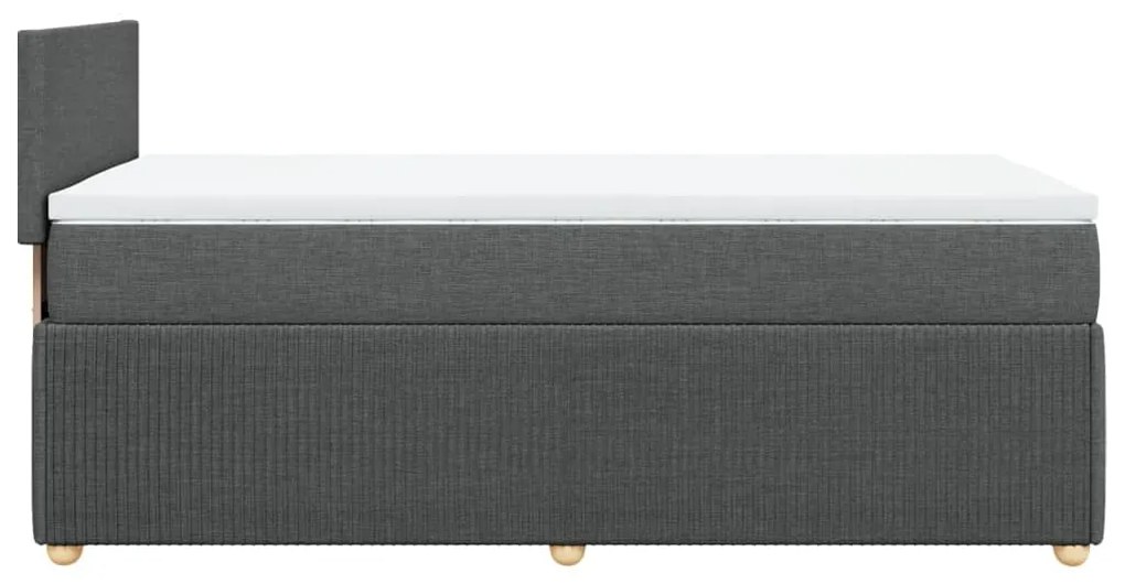 Κρεβάτι Boxspring με Στρώμα Σκούρο Γκρι 90x200 εκ. Υφασμάτινο - Γκρι