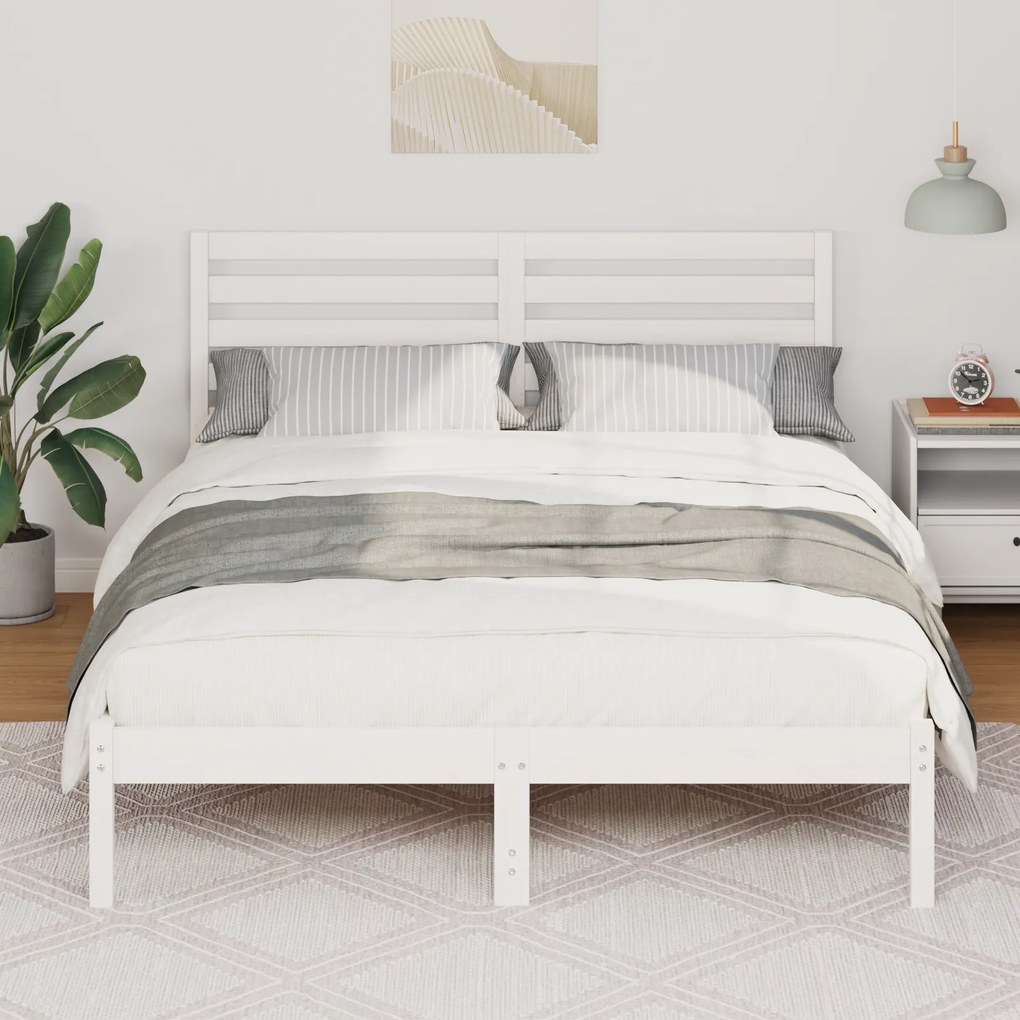 vidaXL Σκελετός Κρεβατιού Λευκό 140 x 190 cm Συμπαγές ξύλο πεύκου