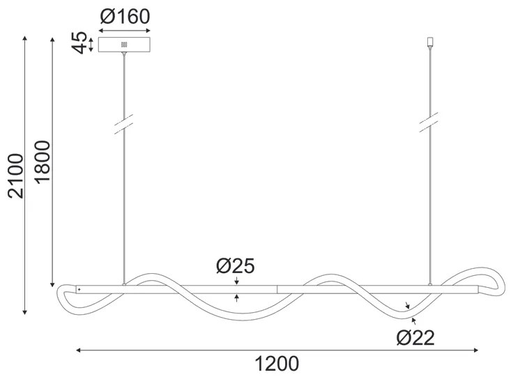 ΚΡΕΜΑΣΤΟ ΦΩΤΙΣΤΙΚΟ LED 36W 3000K 2000LM KYMA ΜΑΥΡΟ ΜΕΤ/ΚΟ IP20 120Χ6XΗ215CM - 21W - 50W - ZM36LEDP120BK