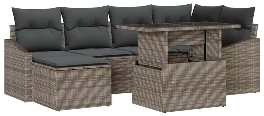 vidaXL Σετ Καναπέ Κήπου με μαξιλάρι 7 pcs Γκρι
