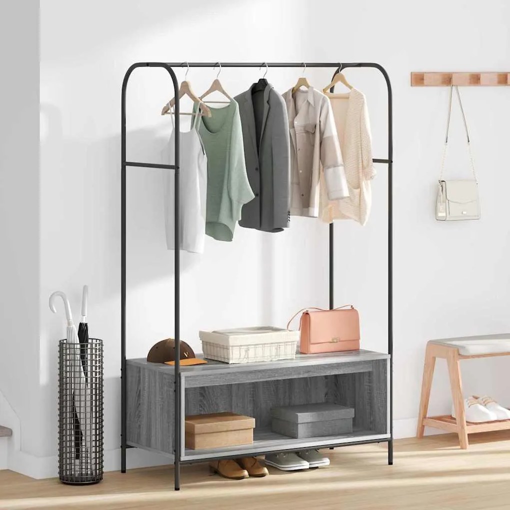 vidaXL Ράφι Ρούχων Γκρι 100 x 44 x 160 εκ Επεξεργασμένο ξύλο