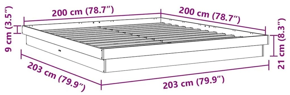 Πλαίσιο κρεβατιού χωρίς στρώμα 200x200 cm μασίφ ξύλο δρυς - Καφέ