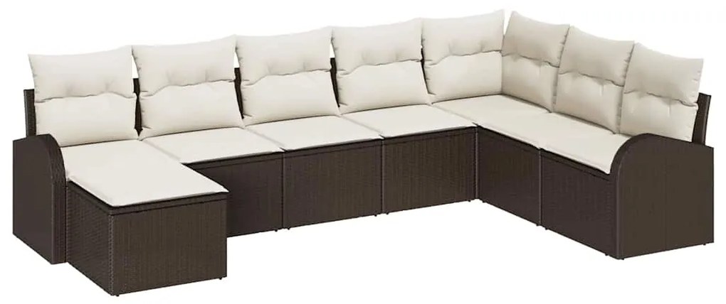 vidaXL Σετ Καναπέ Κήπου με μαξιλάρι 8 pcs Καφέ Πολυ ράταν