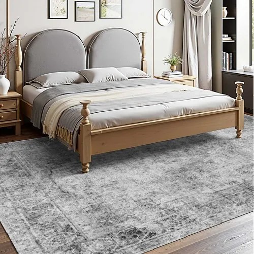 VEVOR Large Area Rug 9 x 12 ft Anti-Skid Tear-Resistant Floor Mat Bohemian Gray