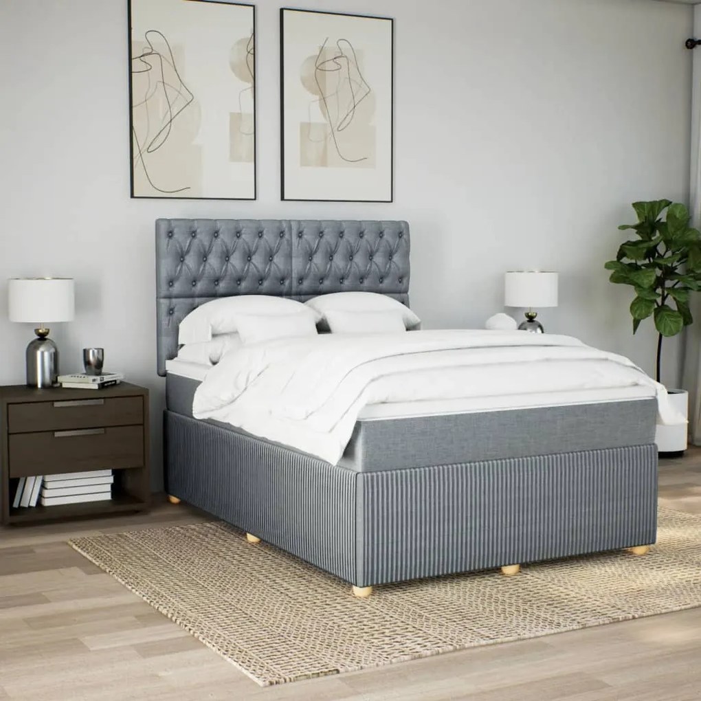 vidaXL Κρεβάτι Boxspring με Στρώμα Αν. Πράσινο 160x200εκ Υφασμάτινο