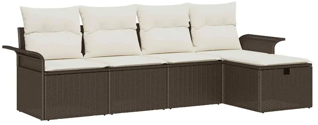 vidaXL Σετ Καναπέ Κήπου 5 pcs Καφέ και Κρέμα συνθετικό ρατάν