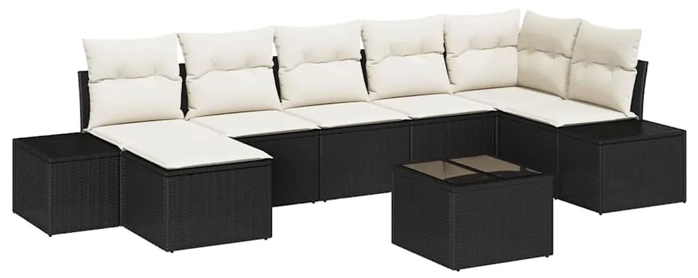 vidaXL Σετ Καναπέ Κήπου με μαξιλάρι 8 pcs Μαύρο Πολυ ράταν