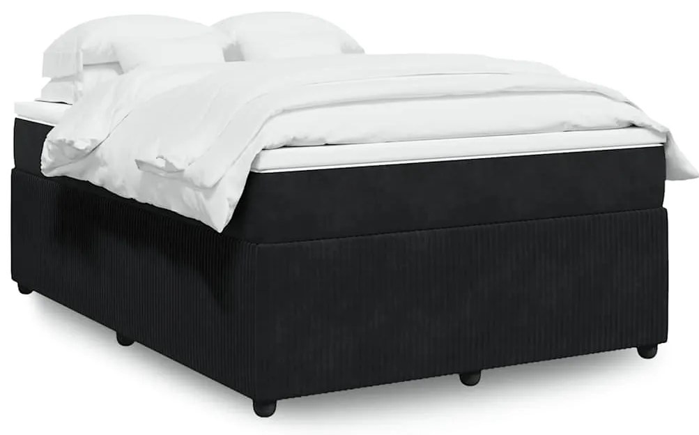 vidaXL Κρεβάτι Boxspring με Στρώμα Μαύρο 140x200 εκ. Βελούδινο