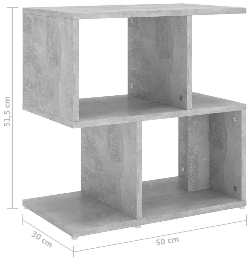 Κομοδίνα 2 τεμ. Γκρι Σκυροδέματος 50x30x51,5 εκ από Επεξ. Ξύλο - Γκρι