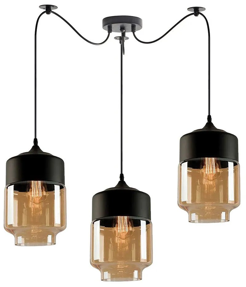 Φωτιστικό Οροφής Gaby 77-8793 50x50x300cm 3xE27 60W Black-Honey Homelighting