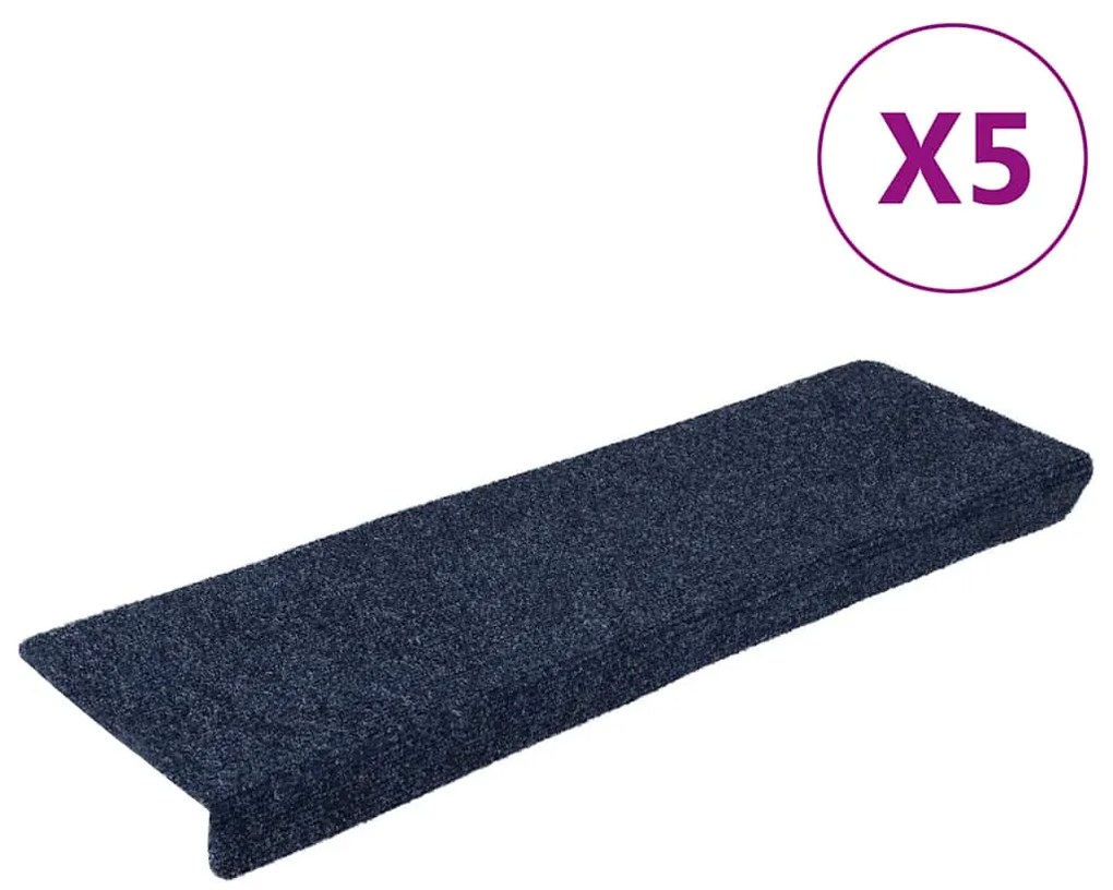 vidaXL Πατάκια Σκαλιών Αυτοκόλλητα 5 τεμ. Ανθρακί Ορθογώνια Άκρη 65x21x4 εκ.