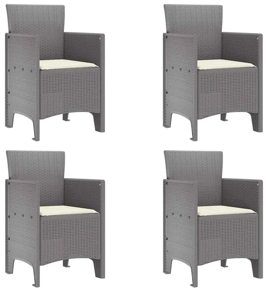 vidaXL Σέτ φαγητού για κήπο 5 pcs Ανοιχτό γκρι Rattan Polt