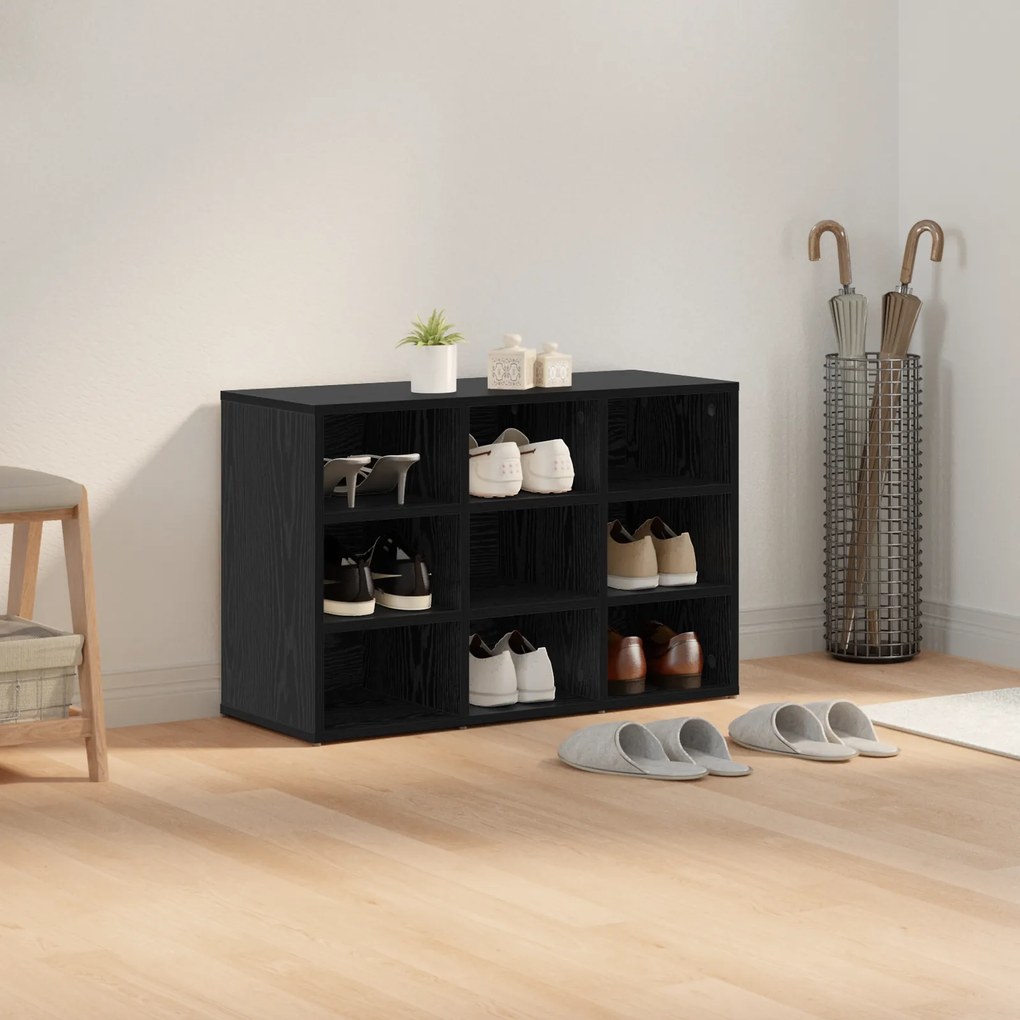 vidaXL Ντουλάπα Παπουτσιών Μαύρη δρυς 103x30x51 εκ Επεξεργασμένο ξύλο