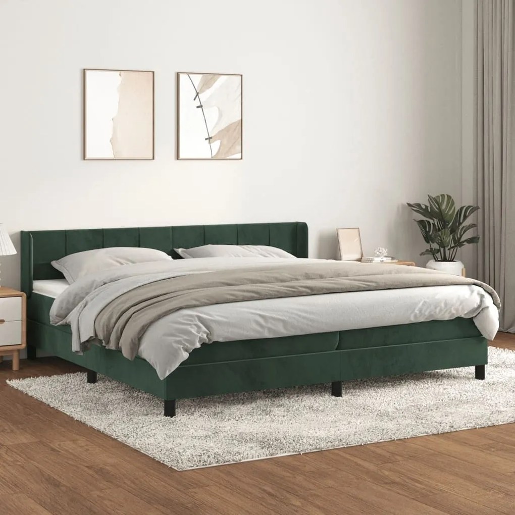 ΚΡΕΒΑΤΙ BOXSPRING ΜΕ ΣΤΡΩΜΑ ΣΚΟΥΡΟ ΠΡΑΣΙΝΟ 200X200ΕΚ. ΒΕΛΟΥΔΙΝΟ 3130982