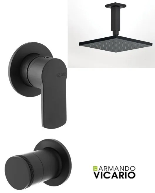 Armando Vicario GLAM Μίκτης εν/μού &amp; La Torre εκτροπέας περ/φικός 3 εξ &amp; Αν/μενη κεφαλή 20x20εκ &amp; μπράτσο οροφής 10εκ Black Matt