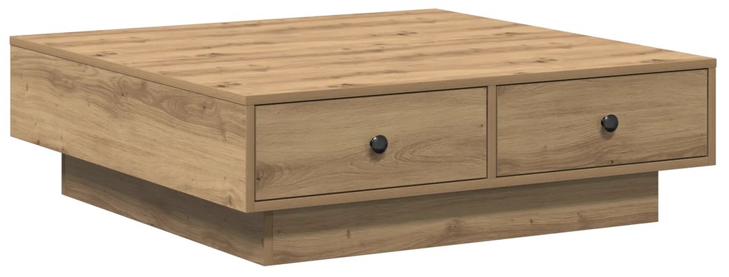 vidaXL Τραπέζι Καφέ Μασίφ Δρυς Λούστρο, MDF 90 x 90 x 28 εκ. Αποθήκευση