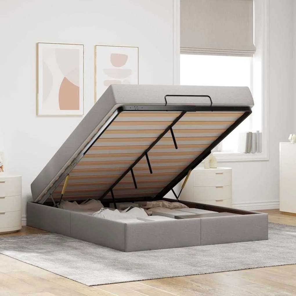vidaXL Σκελετός Κρεβατιού Taupe 140 x 200 cm ύφασμα