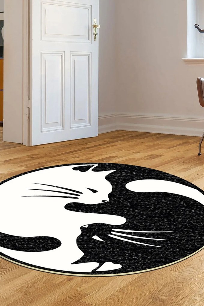 Χαλί Eugene V3 4660-1 905ANR1188 Black-White Conceptum Hypnose 80X80cm Round
