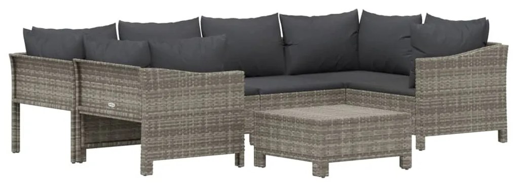 vidaXL Σαλόνι Κήπου 7 Τεμαχίων Γκρι από Συνθετικό Ρατάν με Μαξιλάρια