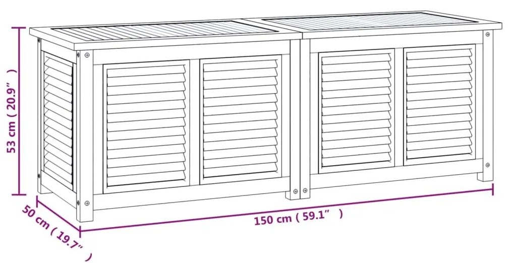 Μπαούλο Αποθήκευσης Κήπου με Τσάντα 150x50x55εκ Μασίφ Ξύλο Teak - Καφέ