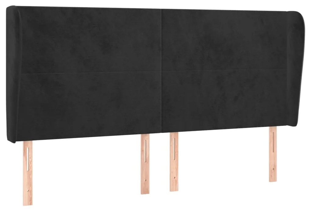 Κεφαλάρι με Πτερύγια Μαύρο 203x23x118/128 εκ. Βελούδινο 3117744