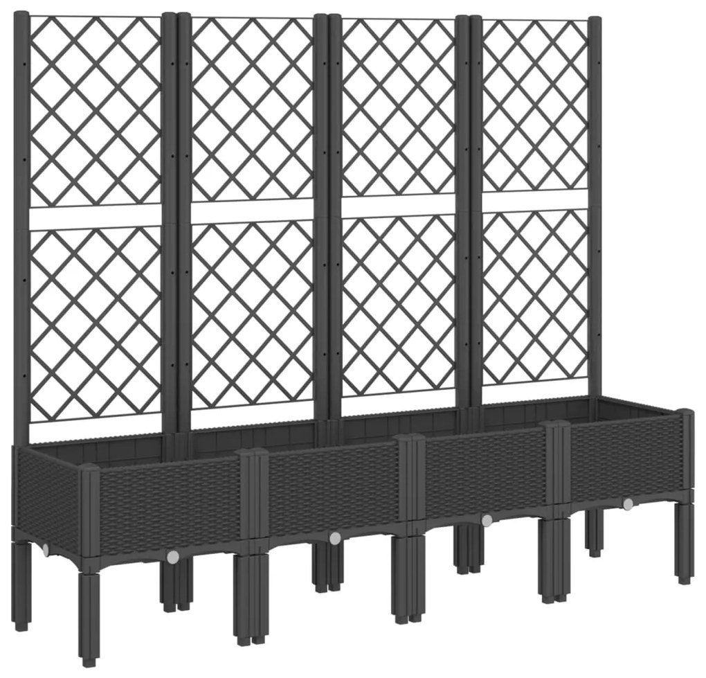 vidaXL Ζαρντινιέρα Κήπου με Καφασωτό Μαύρο 160 x 40 x 142 εκ. από PP