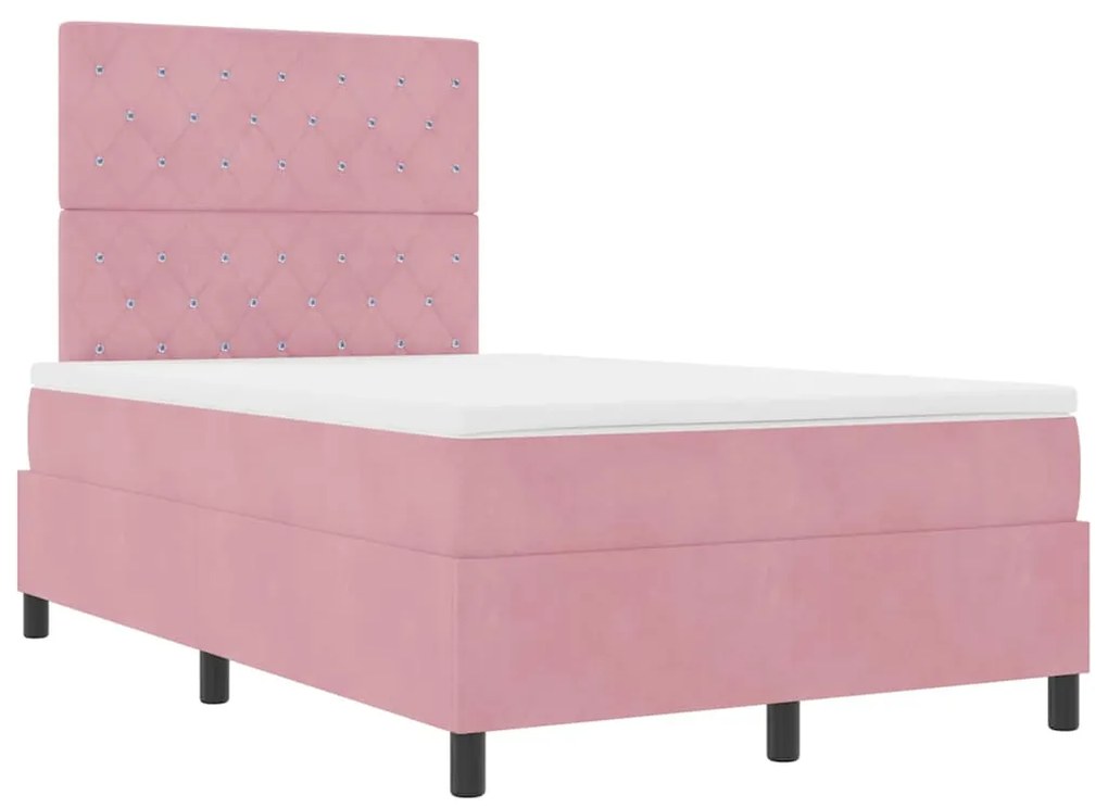 vidaXL Κρεβάτι με ελατήρια με στρώμα Ροζ 120 x 200 cm Βελούδο