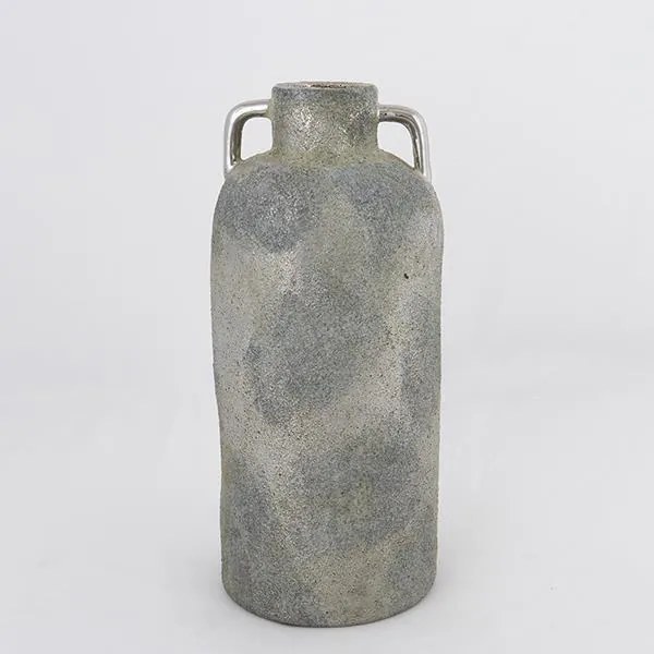 ΒΑΖΟ ΚΕΡΑΜΙΚΟ ΓΚΡΙ - ΑΣΗΜΙ 13.5x13.5x30cm|752-20385