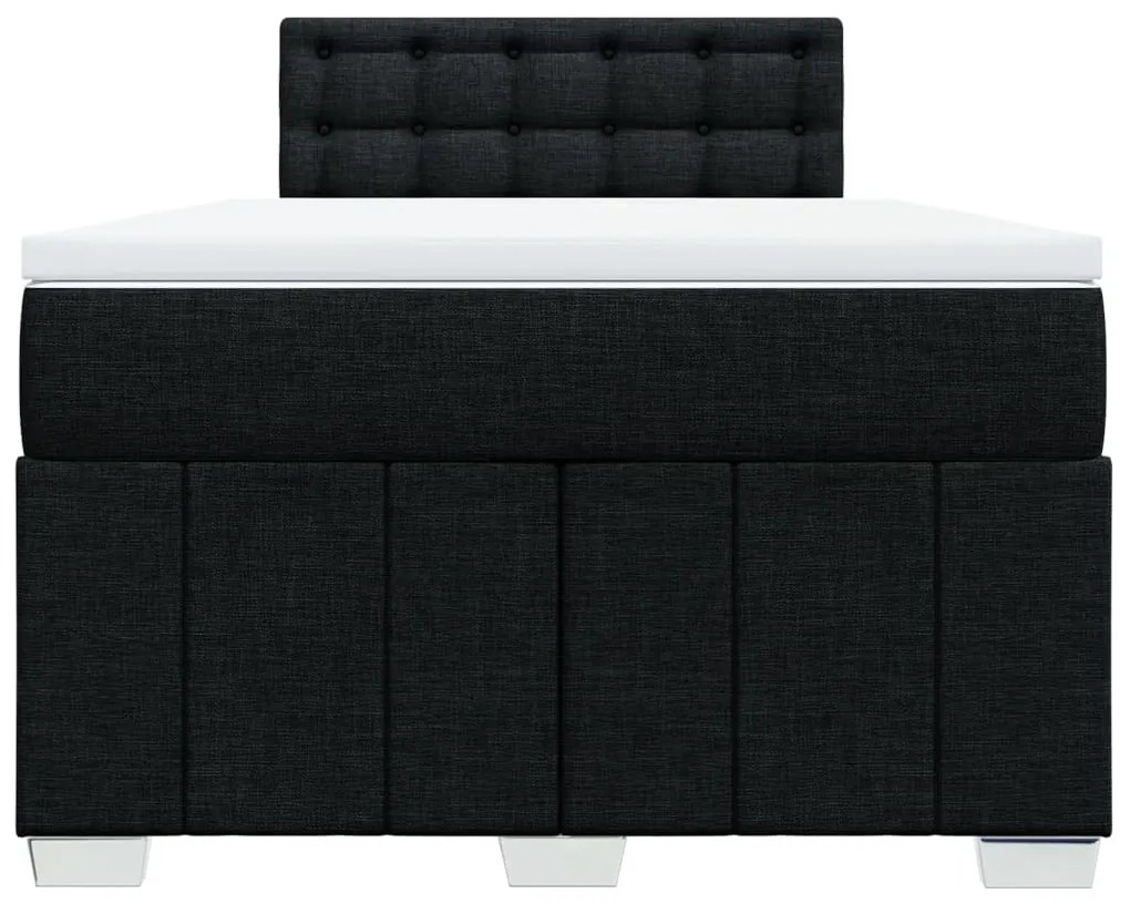 vidaXL Κρεβάτι Boxspring με Στρώμα Μαύρο 120x190 εκ. Υφασμάτινο