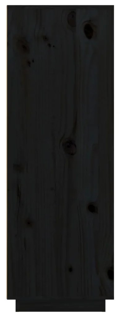 vidaXL Ντουλάπι Ψηλό Μαύρο 89x40x116,5 εκ. από Μασίφ Ξύλο Πεύκου