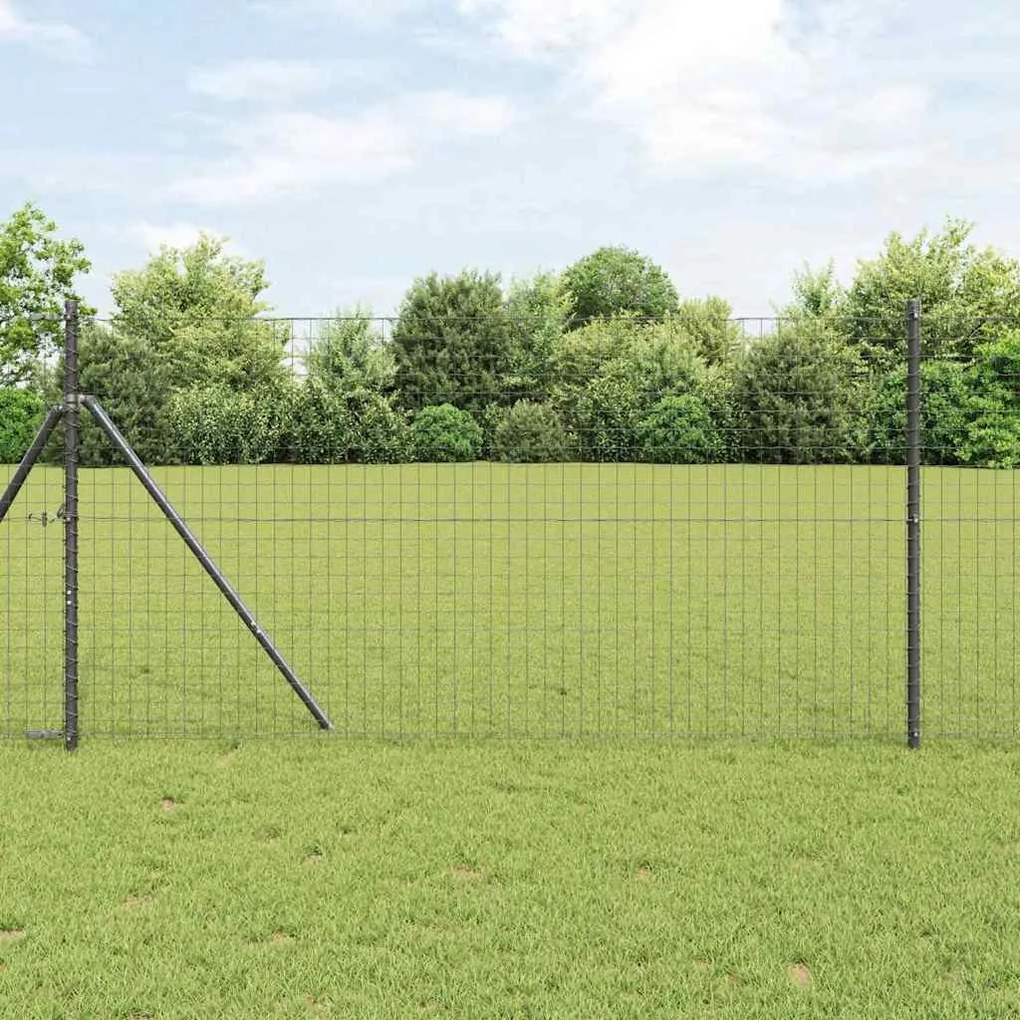 vidaXL Πόλοι φράχτη 52 τμχ Γκρι Ø32 mm 190 cm Γαλβανισμένος Χάλυβας