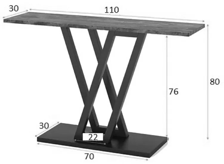 Κονσόλα Wirmo pakoworld καρυδί-μαύρο μέταλλο 110x30x80εκ - 197-000226
