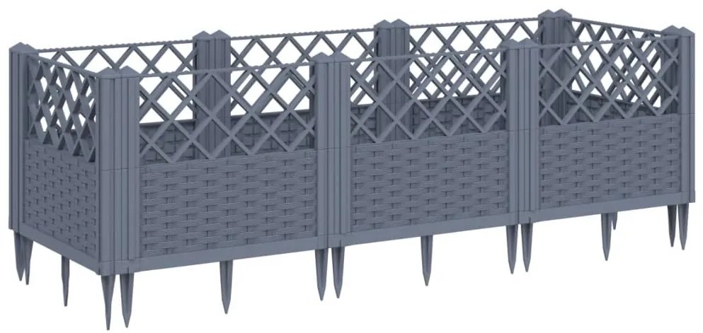 Ζαρντινιέρα με Πασσάλους Γκρι 123,5x43,5x43,5εκ. Πολυπροπυλένιο - Γκρι