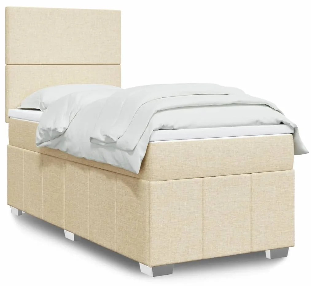 ΚΡΕΒΑΤΙ BOXSPRING ΜΕ ΣΤΡΩΜΑ ΚΡΕΜ 100 X 200 ΕΚ. ΥΦΑΣΜΑΤΙΝΟ 3291577