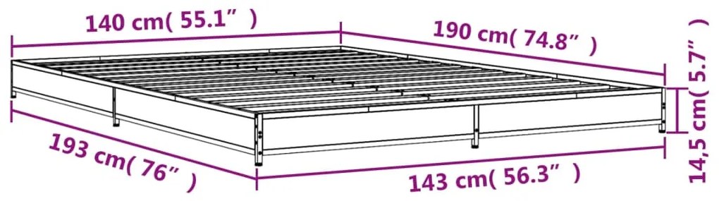 ΠΛΑΙΣΙΟ ΚΡΕΒΑΤΙΟΥ ΚΑΠΝΙΣΤΗ ΔΡΥΣ 140X190ΕΚ. ΕΠΕΞ. ΞΥΛΟ &amp; ΜΕΤΑΛΛΟ 845158