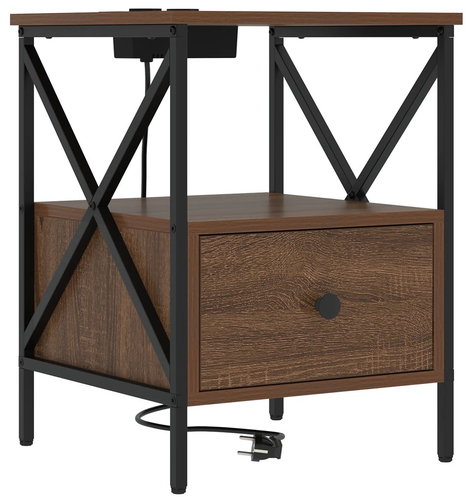 vidaXL Κομοδίνο με συρτάρι 2 pcs Καφέ δρυς 41.5 x 40.5 x 55 εκ.
