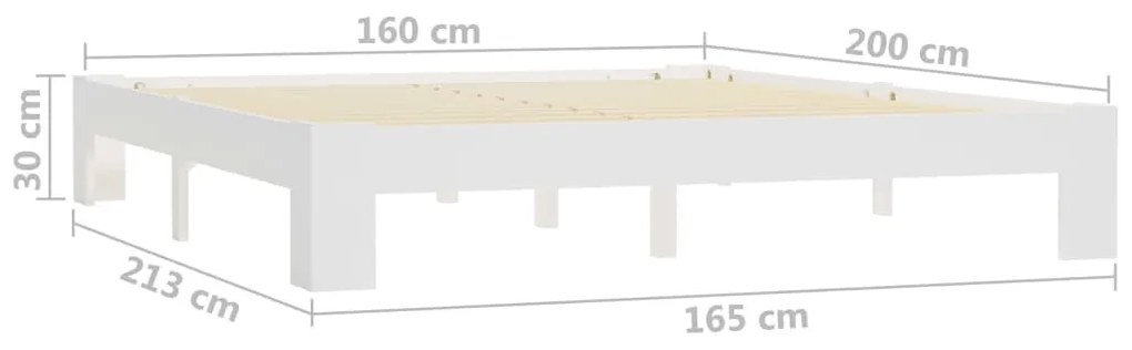 vidaXL Πλαίσιο Κρεβατιού Λευκό 160 x 200 εκ. από Μασίφ Ξύλο Πεύκου