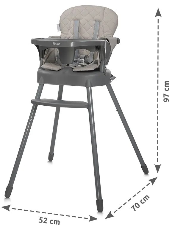 Καρεκλάκι φαγητού Siesta 3in1 Grey Leather 10100532506 Lorelli