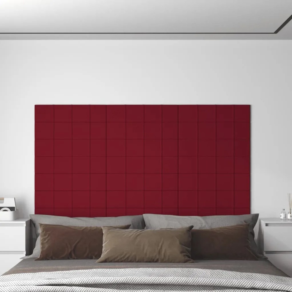 vidaXL Πάνελ Τοίχου 12 τεμ. Μπορντό 60x15 εκ. 1,08 μ² Βελούδινα