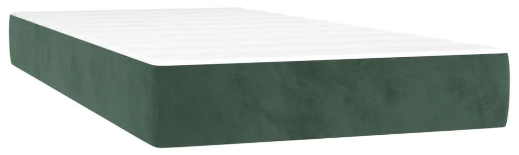vidaXL Κρεβάτι Boxspring με Στρώμα Σκούρο Πράσινο 100x200εκ. Βελούδινο