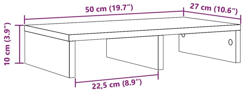 Βάση Οθόνης Καπνιστή Δρυς 50x27x10 εκ. από Επεξεργασμένο Ξύλο - Καφέ