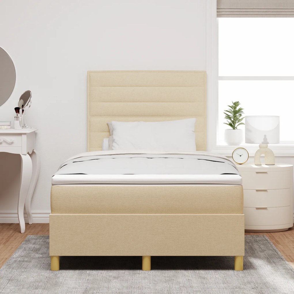 vidaXL Κρεβάτι με ελατήρια με στρώμα Κρεμ 120 x 190 cm ύφασμα